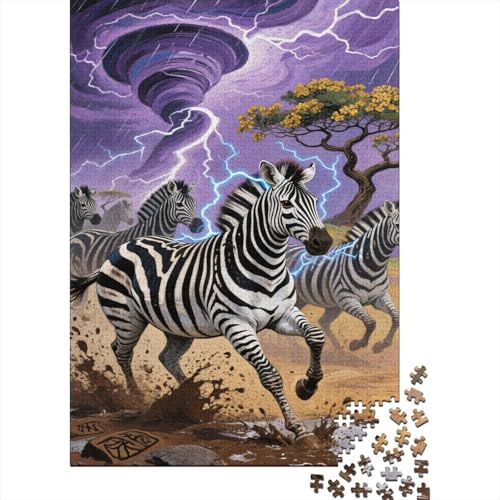 Zebra Puzzle 1000 Teile Schwer Puzzle Spielzeug Lernspiel Impossible Tornado Blitz Herausforderungsspielzeug Für Erwachsene Und Kinder in Bewährter 1000pcs (75x50cm) von CCIZFMQ