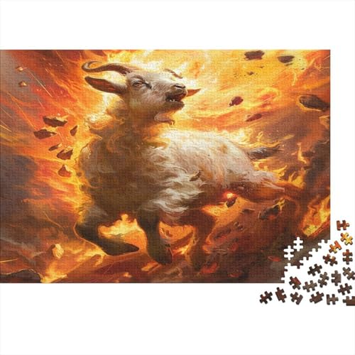 Ziege Puzzles 1000 Teile Schwer Puzzle Spielzeug Pädagogisches Spiel Impossible Flame Herausforderung Spielzeug Für Erwachsene Kinder 1000pcs (75x50cm) von CCIZFMQ