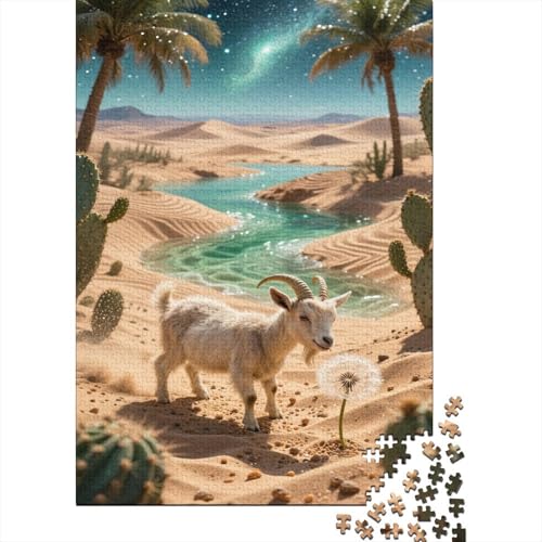 Ziege Puzzles 1000-teilige Schwer Puzzle Spielzeug Lernspiel Impossible Desert Oasis Herausforderungsspielzeug Für Erwachsene Kinder 1000pcs (75x50cm) von CCIZFMQ
