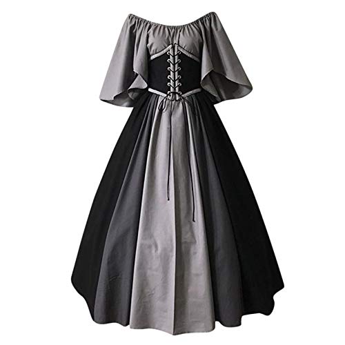 CCOOfhhc Damen Mittelalterliche Kleid Renaissance Retro Kleidung Gothic Kostüme Mittelalter Partykleid Vintage Kleider Halloween Karneval Maxikleid Off Shoulder Elegant Mittelalterkleid von CCOOfhhc