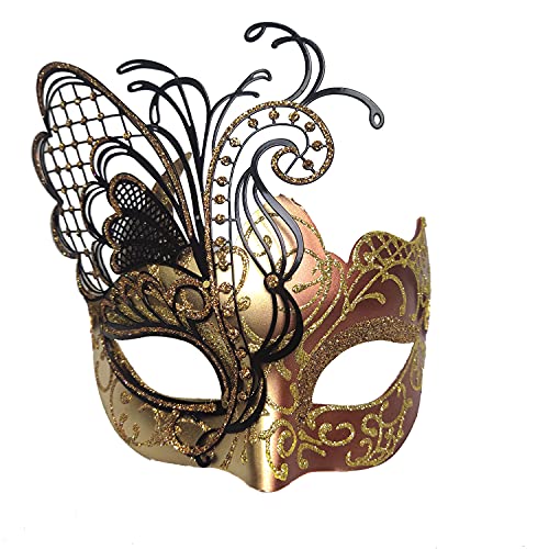 Maskerade-Maske für Frauen Venezianische Maske/Halloween/Party/Ball Prom/Karneval/Hochzeit/Wanddekoration (Roségold Schmetterling) von Ubauta