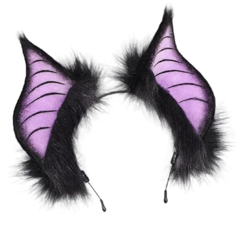 CCUUHJ Handgefertigtes Fledermaus Katzenohren Stirnband Fursuit Kopfbedeckung Cosplay Kostüm Party Zubehör (Lila) von CCUUHJ