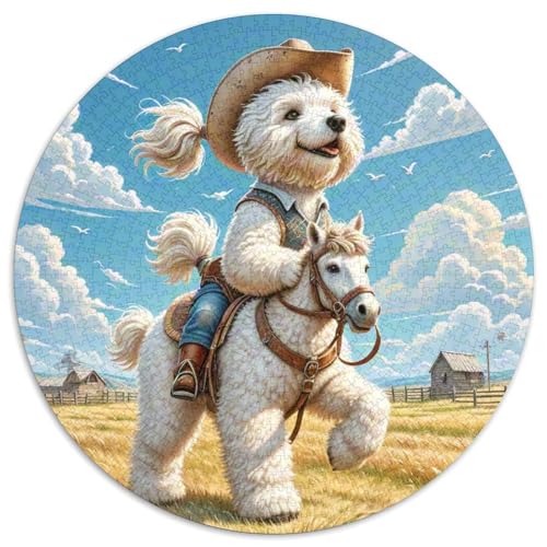 Bichon Frise Puzzle 1000 Teile Rund Puzzles Erwachsene Und Kinder Gemütliche Schwieriges Croissant Circular Herausforderndes Spielzeug Lustiges Stressabbau 1000pcs (67.5x67.5cm) von CDFABYTEM