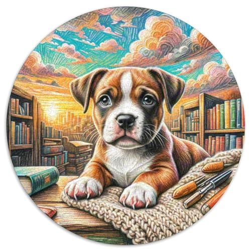 Boston Terrier Rund Puzzles 1000 Teile Erwachsene Und Kinder Puzzle Legespiel Spiele Geschicklichkeitsspiel Geschenk Spielabende Lernen Fordernde Kleinkinder 1000pcs (67.5x67.5cm) von CDFABYTEM