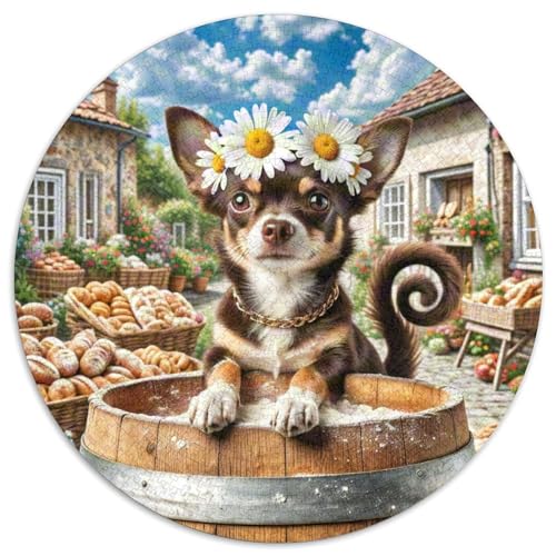 Chihuahua 1000 Stück Puzzle Rund Puzzles Erwachsene Und Kinder Handwerk Großes Gemütliche Schwieriges Croissant Circular Herausforderndes Spielzeug 1000pcs (67.5x67.5cm) von CDFABYTEM
