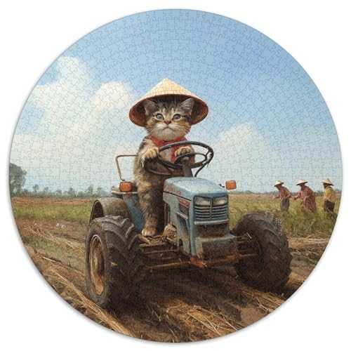 Chinese Rural Katze Rund Puzzles 1000 Teile Erwachsene Und Kinder Puzzle Clevere Rätsel Geschenke Druck Schwieriges Verringerter Legespiel Spiele Geschicklichkeitsspiel (67.5x67.5cm) von CDFABYTEM