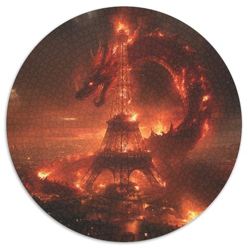 Drachen 1000 Stück Puzzle Rund Puzzles Erwachsene Und Kinder Geschicklichkeitsspiel Geschenk Spielabende Lernen Fordernde Kleinkinder Heraus Große 1000pcs (67.5x67.5cm) von CDFABYTEM