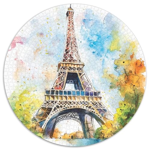 Eiffelturm Puzzle 1000 Teile Rund Puzzles Erwachsene Und Kinder Voller Größe Geschenk Poster Spiel Abbauen Impossible Stress Stressfreisetzung 1000pcs (67.5x67.5cm) von CDFABYTEM