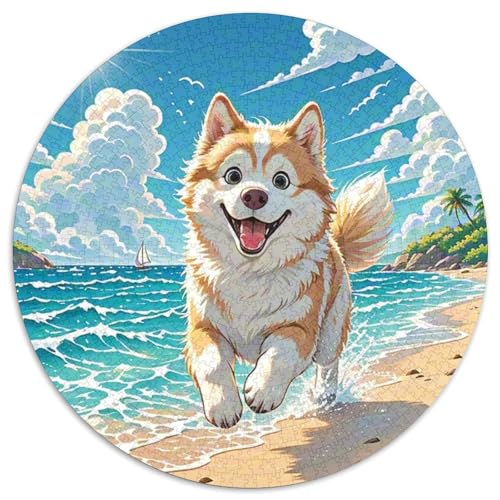 Eskimo Hund Rund Puzzles 1000 Teile Erwachsene Und Kinder Puzzle Guter Freund Partner Haustier Lernspiel Rätsel Teiliges Clevere Voller Größe Geschenk Poster Spiel 1000pcs (67.5x67.5cm) von CDFABYTEM