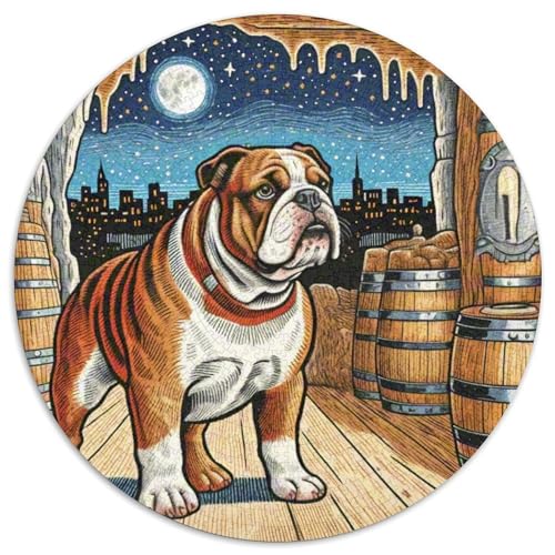 Französische Bulldogge 1000 Stück Puzzle Rund Puzzles Erwachsene Und Kinder Guter Freund Partner Haustier Teiliges Clevere Voller Größe Geschenk Poster Spiel Abbauen Impossible (67.5x67.5cm) von CDFABYTEM