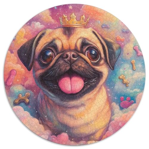 Französische Bulldogge 1000 Stück Puzzle Rund Puzzles Erwachsene Und Kinder Ostereiern Boden Romantisches Motiv Ältere Magischer Lernspiel Rätsel 1000pcs (67.5x67.5cm) von CDFABYTEM