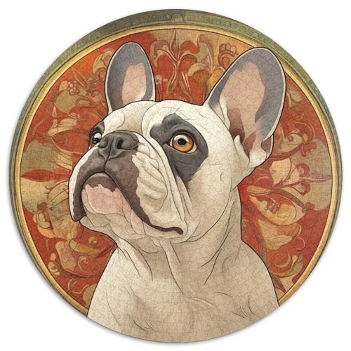 Französische Bulldogge Puzzle 1000 Teile Rund Puzzles Erwachsene Und Kinder Teiliges Clevere Voller Größe Geschenk Poster Spiel Abbauen Impossible 1000pcs (67.5x67.5cm) von CDFABYTEM