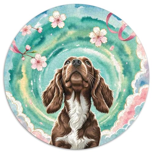 Hengst-Charles-Spaniel 1000 Stück Puzzle Rund Puzzles Erwachsene Und Kinder Legespiel Spiele Geschicklichkeitsspiel Geschenk Spielabende Lernen Fordernde Kleinkinder 1000pcs (67.5x67.5cm) von CDFABYTEM