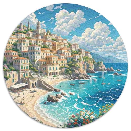 Iya Stadt 1000 Stück Puzzle Rund Puzzles Erwachsene Und Kinder Landschaftshaus Ostereiern Boden Romantisches Motiv Ältere Magischer Lernspiel Rätsel 1000pcs (67.5x67.5cm) von CDFABYTEM