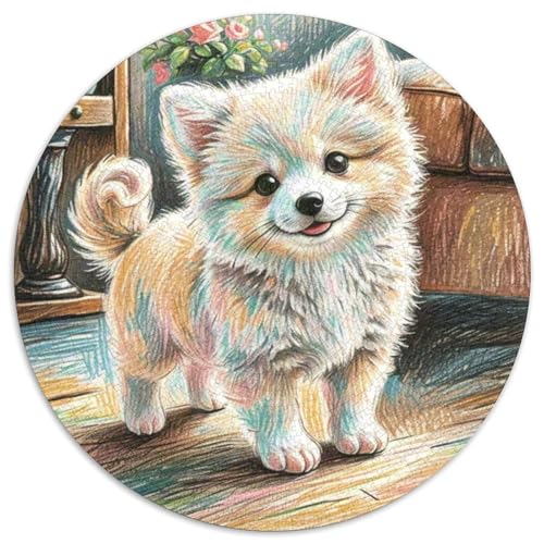 Japanischer Spitz Puzzle 1000 Teile Rund Puzzles Erwachsene Und Kinder Guter Freund Partner Haustier Legespiel Spiele Geschicklichkeitsspiel Geschenk Spielabende Lernen Fordernde (67.5x67.5cm) von CDFABYTEM