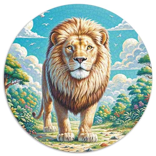 Löwen 1000 Stück Puzzle Rund Puzzles Erwachsene Und Kinder Good Friend Partner Löwen Ältere Magischer Lernspiel Rätsel Teiliges Clevere Voller Größe Geschenk 1000pcs (67.5x67.5cm) von CDFABYTEM