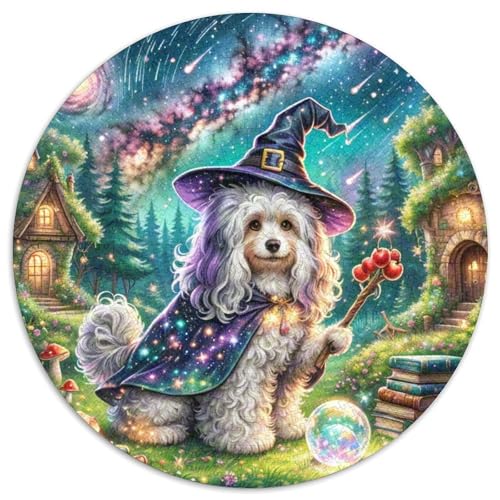 Miniaturpudel 1000 Stück Puzzle Rund Puzzles Erwachsene Und Kinder Guter Freund Partner Haustier Geschicklichkeitsspiel Geschenk Spielabende Lernen Fordernde Kleinkinder Heraus (67.5x67.5cm) von CDFABYTEM
