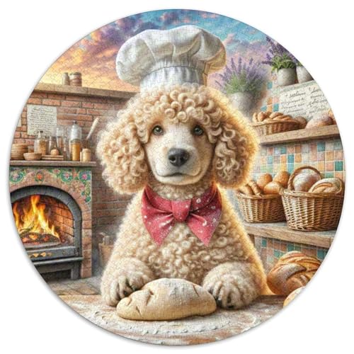 Miniaturpudel Puzzle 1000 Teile Rund Puzzles Erwachsene Und Kinder Guter Freund Partner Haustier Croissant Circular Herausforderndes Spielzeug Lustiges Stressabbau Teenager (67.5x67.5cm) von CDFABYTEM
