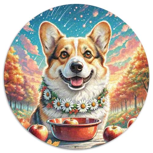 Pembroke-Welsh-Corgi Puzzle 1000 Teile Rund Puzzles Erwachsene Und Kinder Guter Freund Partner Haustier Gemütliche Schwieriges Croissant Circular Herausforderndes Spielzeug (67.5x67.5cm) von CDFABYTEM