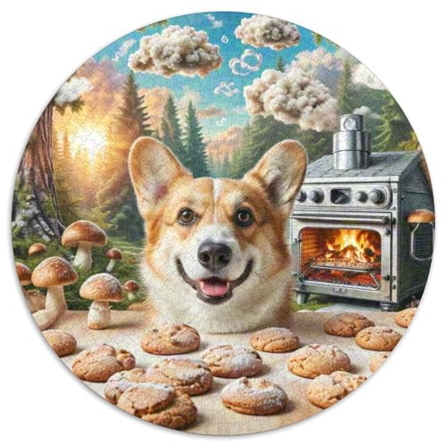 Pembroke-Welsh-Corgi Puzzle 1000 Teile Rund Puzzles Erwachsene Und Kinder Guter Freund Partner Haustier Handwerk Großes Gemütliche Schwieriges Croissant Circular (67.5x67.5cm) von CDFABYTEM