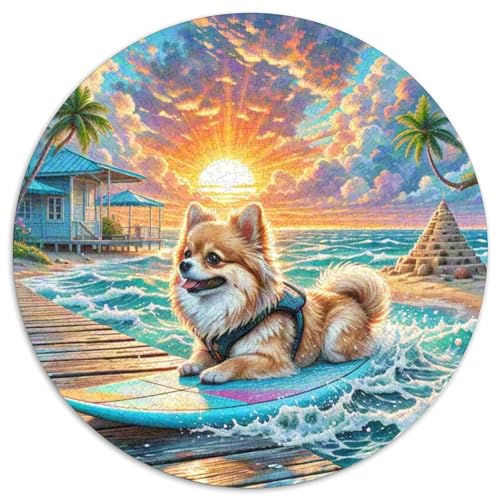 Pommern Rund Puzzles 1000 Teile Erwachsene Und Kinder Puzzle Guter Freund Partner Haustier Gemütliche Schwieriges Croissant Circular Herausforderndes Spielzeug Lustiges Stressabbau (67.5x67.5cm) von CDFABYTEM