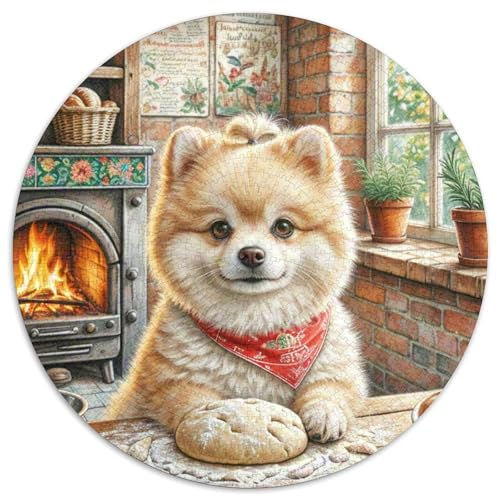 Pommern Rund Puzzles 1000 Teile Erwachsene Und Kinder Puzzle Guter Freund Partner Haustier Ostereiern Boden Romantisches Motiv Ältere Magischer Lernspiel Rätsel 1000pcs (67.5x67.5cm) von CDFABYTEM