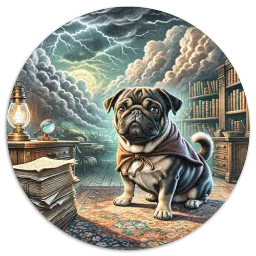Pug Puzzle 1000 Teile Rund Puzzles Erwachsene Und Kinder Guter Freund Partner Haustier Teiliges Clevere Voller Größe Geschenk Poster Spiel Abbauen Impossible 1000pcs (67.5x67.5cm) von CDFABYTEM