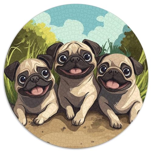 Pug Puzzle 1000 Teile Rund Puzzles Erwachsene Und Kinder Lernspiel Rätsel Teiliges Clevere Voller Größe Geschenk Poster Spiel 1000pcs (67.5x67.5cm) von CDFABYTEM