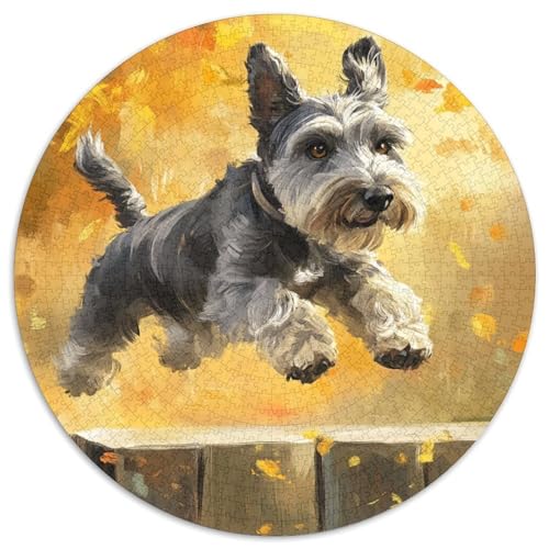 Schnauzer Puzzle 1000 Teile Rund Puzzles Erwachsene Und Kinder Ältere Magischer Lernspiel Rätsel Teiliges Clevere Voller Größe Geschenk 1000pcs (67.5x67.5cm) von CDFABYTEM