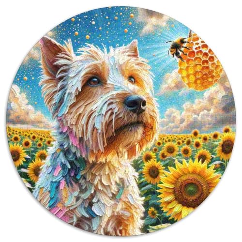 Schottischer Terrier Puzzle 1000 Teile Rund Puzzles Erwachsene Und Kinder Guter Freund Partner Haustier Lustiges Stressabbau Teenager Schwer Weihnachten Farbverlauf Kreatives (67.5x67.5cm) von CDFABYTEM