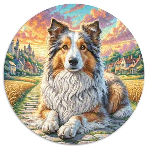 Shetlandsherhund Rund Puzzles 1000 Teile Erwachsene Und Kinder Puzzle Guter Freund Partner Haustier Spielabende Lernen Fordernde Kleinkinder Heraus Große Ostereiern Boden 1000pcs (67.5x67.5cm) von CDFABYTEM