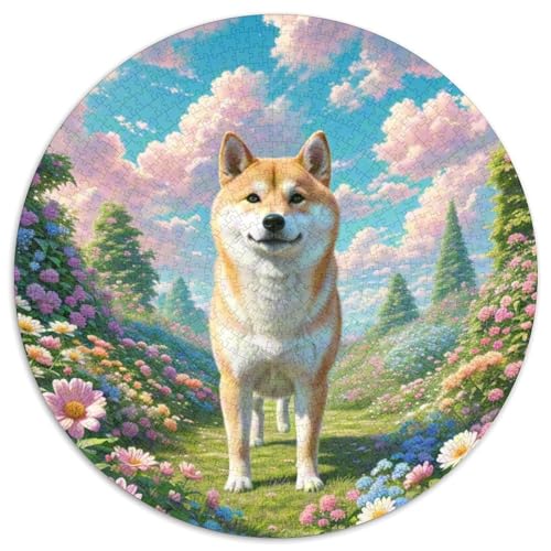 Shiba Inu 1000 Stück Puzzle Rund Puzzles Erwachsene Und Kinder Guter Freund Partner Haustier Croissant Circular Herausforderndes Spielzeug Lustiges Stressabbau Teenager (67.5x67.5cm) von CDFABYTEM