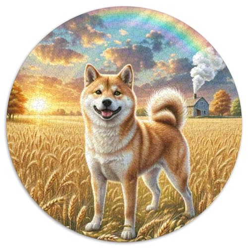 Shiba Inu 1000 Stück Puzzle Rund Puzzles Erwachsene Und Kinder Guter Freund Partner Haustier Croissant Circular Herausforderndes Spielzeug Lustiges Stressabbau Teenager Schwer (67.5x67.5cm) von CDFABYTEM