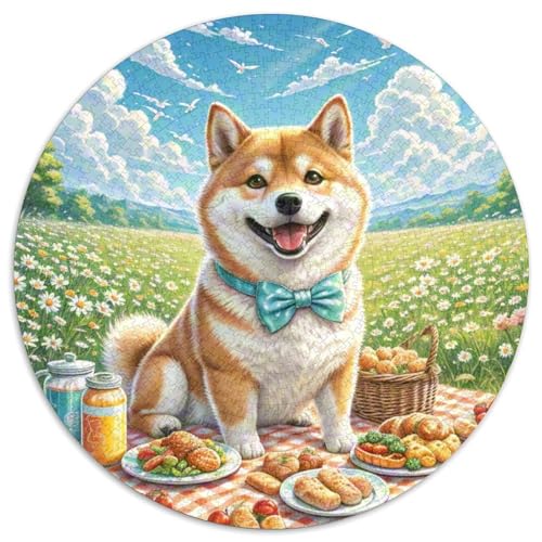 Shiba Inu Puzzle 1000 Teile Rund Puzzles Erwachsene Und Kinder Guter Freund Partner Haustier Croissant Circular Herausforderndes Spielzeug Lustiges Stressabbau Teenager(67.5x67.5cm) von CDFABYTEM