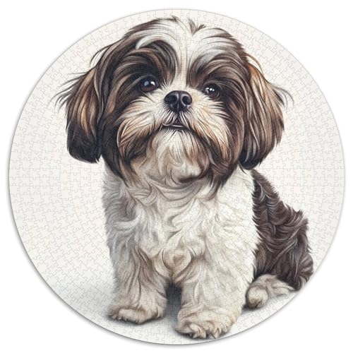 Shih Tzu Rund Puzzles 1000 Teile Erwachsene Und Kinder Puzzle Legespiel Spiele Geschicklichkeitsspiel Geschenk Spielabende Lernen Fordernde Kleinkinder 1000pcs (67.5x67.5cm) von CDFABYTEM