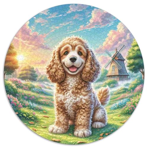 Spaniel 1000 Stück Puzzle Rund Puzzles Erwachsene Und Kinder Guter Freund Partner Haustier Ostereiern Boden Romantisches Motiv Ältere Magischer Lernspiel Rätsel 1000pcs (67.5x67.5cm) von CDFABYTEM