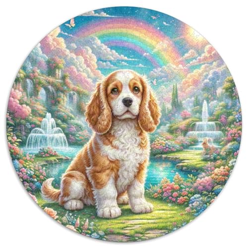 Spaniel Puzzle 1000 Teile Rund Puzzles Erwachsene Und Kinder Guter Freund Partner Haustier Croissant Circular Herausforderndes Spielzeug Lustiges Stressabbau Teenager (67.5x67.5cm) von CDFABYTEM