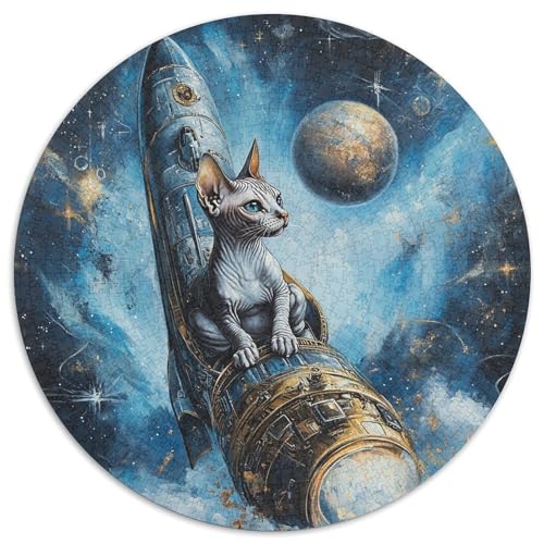 Sphinx Katze Rund Puzzles 1000 Teile Erwachsene Und Kinder Puzzle Einzigartige DIY Clevere Rätsel Geschenke Druck Schwieriges Verringerter Legespiel Spiele 1000pcs (67.5x67.5cm) von CDFABYTEM