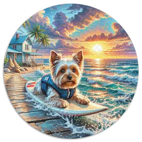 Yorkshire Terrier Puzzle 1000 Teile Rund Puzzles Erwachsene Und Kinder Guter Freund Partner Haustier Gemütliche Schwieriges Croissant Circular Herausforderndes Spielzeug (67.5x67.5cm) von CDFABYTEM