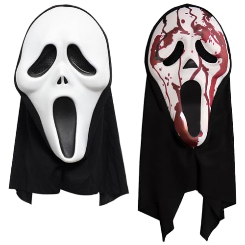 CDLIZW 2PCS Halloween Scary Mask,Horror Scream Maskes,Ghost Face Maske,Geist Scream Maskes,halloween Kostüm Zubehör,für halloween Karneval Kostüm Partys CDLIZW 2PCS Halloween Scary Mask,Horror Scream Maskes,Ghost Face Maske,Geist Scream Maskes,halloween Kostüm Zubehör,für halloween Karneval Kostüm Partys von CDLIZW