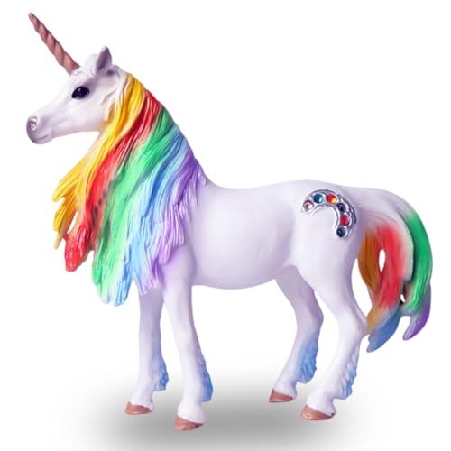 CDLIZW Einhorn Figuren,Einhorn Spielfigur Regenbogeneinhorn,Einhorn Modell,Simulierte Tiermodelle,Tortenaufsatz Modell Spielzeug Für Kindergeschenke von CDLIZW