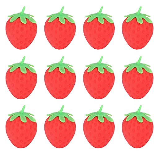 12-teiliges Erdbeer-Stressspielzeug, Weiches, Reißfestes Erdbeer-Quetsch-Teigball-Zappelspielzeug Zum Stressabbau, Simulations-Erdbeer-Quetschspielzeug von CDQL