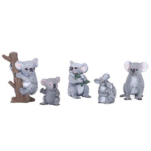 5-teilige Koala-Figur, Realistische Wildtier-Modelle, Tierfiguren-Modell, Simuliertes Koala-Modell-Spielzeug für 5 6 7 8 Jahre Alte Jungen, Mädchen, Kinder, Kleinkinder, von CDQL