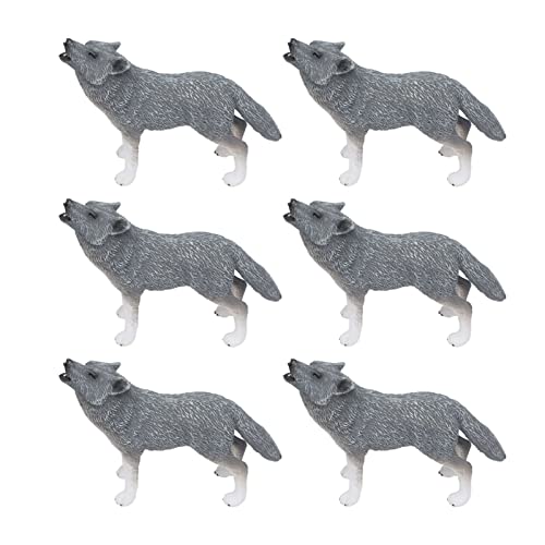 CDQL 6-teiliges Arktisches Wolf-Tiermodell – Lebensechtes PVC-Wolf-Spielzeugfiguren-Set – Unterhaltsames, Lehrreiches Arktisches Wolf-Tiermodell, Ungiftig und Sicher für Jungen, von CDQL