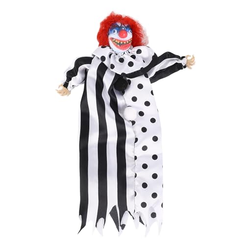 CDQL Halloween-Clown-Puppe, Gruselige, Unheimliche Clown-Puppe, Dekoration, Hängende Clown-Puppe, Ornament für Horror-Themen-Aktivitäten(Schwarz) von CDQL