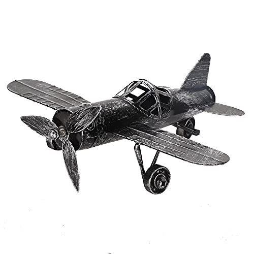 CDQL Vintage Retro Schmiedeeisen Doppeldecker Flugzeug, Flugzeug Handwerk Stirbt, Retro Eisen Flugzeug Handwerk, Foto Requisiten Home Decor, Ornament, Souvenir (Schwarz) von CDQL
