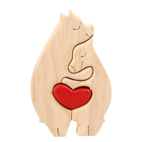 Holzbären-Puzzle-Mutter-Kind-Bären-Set – Tierskulptur aus Holz, Dekorativ – für Geburtstag, Weihnachten, Jahrestag, Muttertag, Vatertag von CDQL