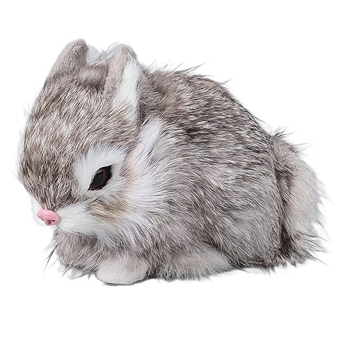 Mini Realistische Pelzige Kaninchen, Simulation von Nutztiermodellen, Hasenstatue, Fotografie-Requisiten Frühling, Simulationskaninchen, Farbecht für Dekorations-Requisiten (Grau) von CDQL