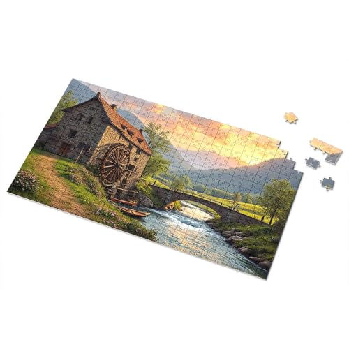300 Teile Puzzle Vintage Mühle am Fluss bei Sonnenuntergang Bilderpuzzle 300 Teile Puzzles für Kleinkinder 2-4 (1000 Teile) von CDSS