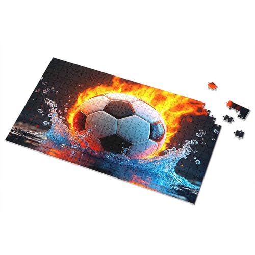 300-teiliges Puzzle mit Feuer- und Wasser-Fußball-Bilder-Puzzle, 300-teiliges Puzzle für Kleinkinder 2–4 (1000 Teile) von CDSS